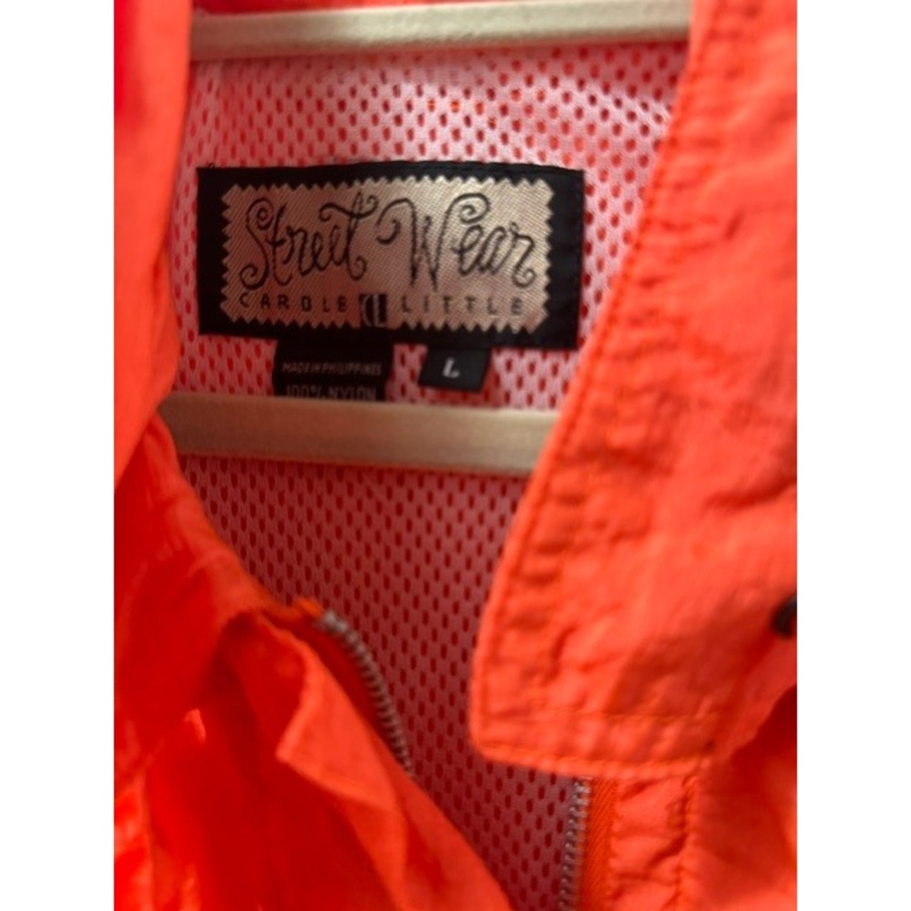 Street Wear Carole Little Neon Orange Nylon Utility Jacket Reflective Large - Picture 2 of 7